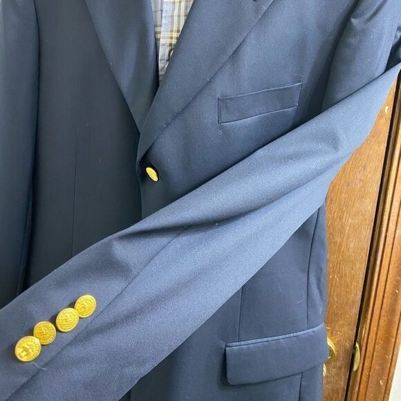 346 Brooks Brothers Navy Blue Gold Button Blazer - Picture 3 of 8